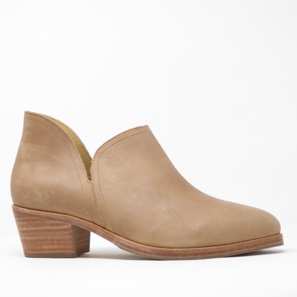 Nisolo Shoes - Nisolo Womens Mia Ankle Booties Boots Sand Beige Leather Block Heel Size 10